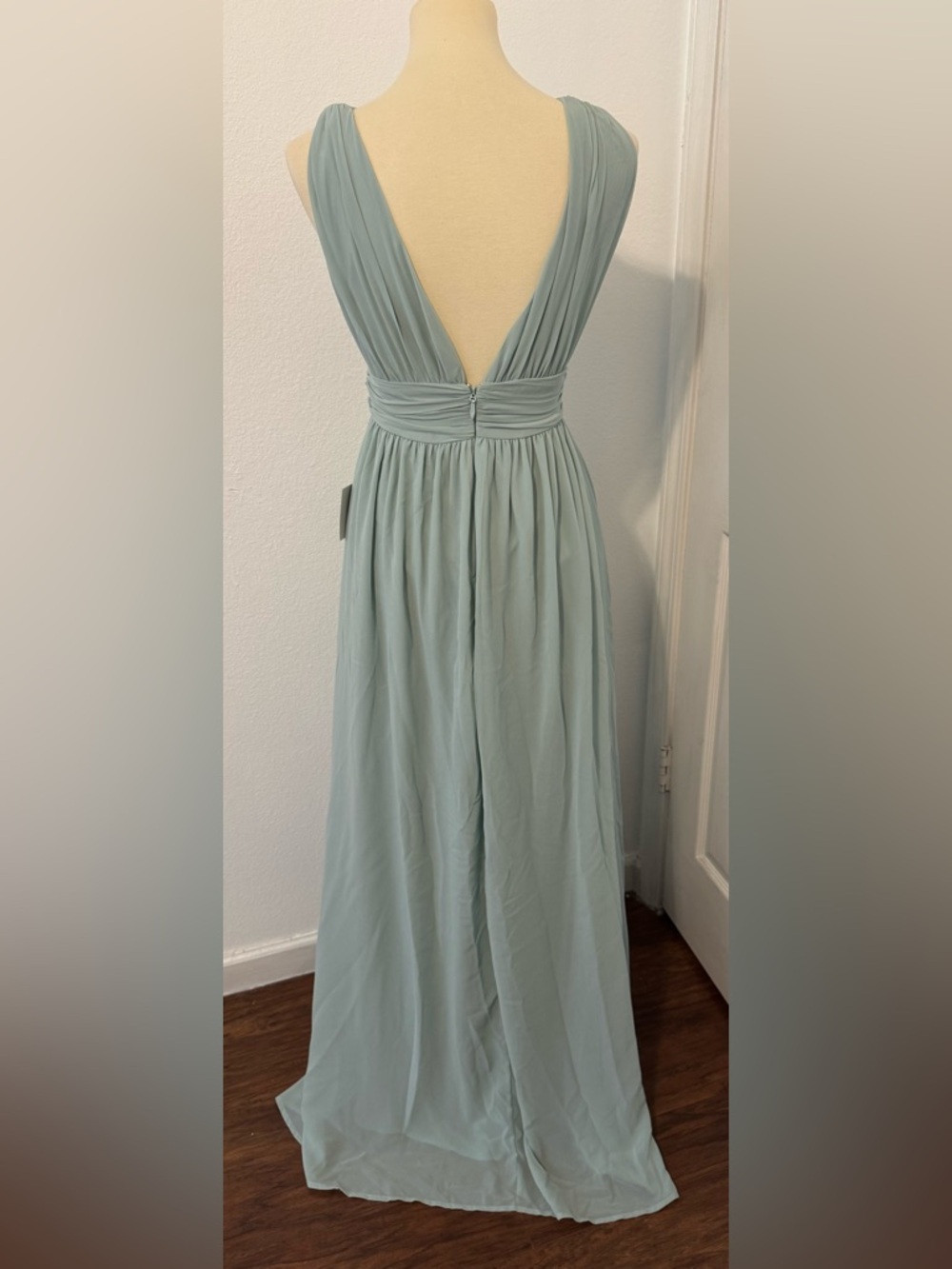 Lulus Heavenly Hues Sage Brush Maxi Dress Bridesmaid Dance NWT Small *SPOT* - Picture 3 of 13